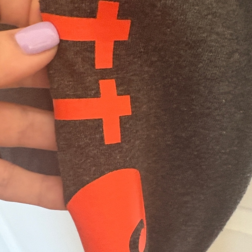 Carhartt Men's Charcoal Long Sleeve Tee with Orange Logo - Picture 4 of 5